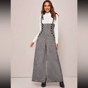 NWT SHEIN Double Breasted Wide Leg Suspender Jumpsuit